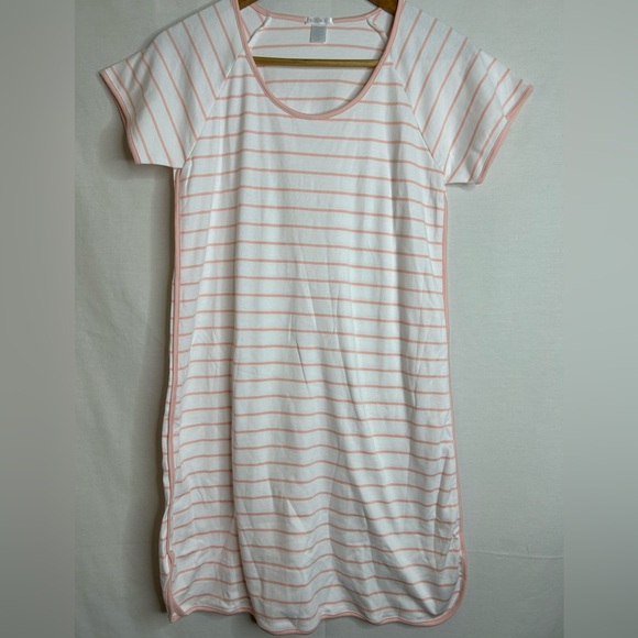 Lake Pima Cotton Peach and White Stripe Gown Size XS - Picture 1 of 3
